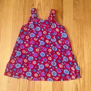 Rugged Bear red flower patterned corduroy dress, size kids 5